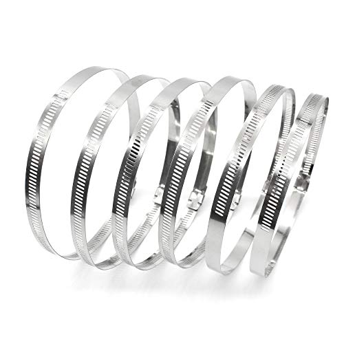 FUJIE 6 Pcs Abrazadera de manguera 141-165 mm Ajustable inoxidable abrazadera Clip de Tubo de acero inoxidable