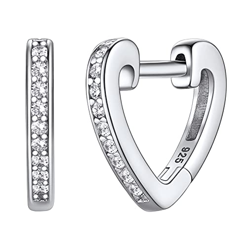 Silvora 2 Pcs Pendientes de Aros Corazón Mujer, Plata de Primera ...