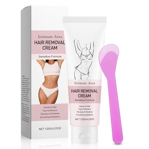 Intimate Area Hair Removal Cream - Painless Vegan Hair Remover for Sensitive Skin - Bikini Hair Removal Cream - Depilatory for Pubic, Bikini Line, Legs & Bum - Fast Acting & Soothing Hair Remover