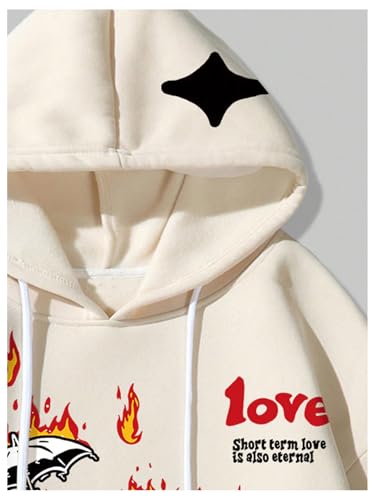 SweatyRocks Men's Sweatshirt Letter Graphic Long Sleeve Drop Shoulder Drawstring Hoodies3