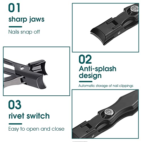 Image of MAYCREATE Nail Cutter For Men Stainless Steel Nail Clippers with Leather Cover Toenail Clippers Wide-Opening Sharp Jaws for Thick Nails,Professional Trimmer