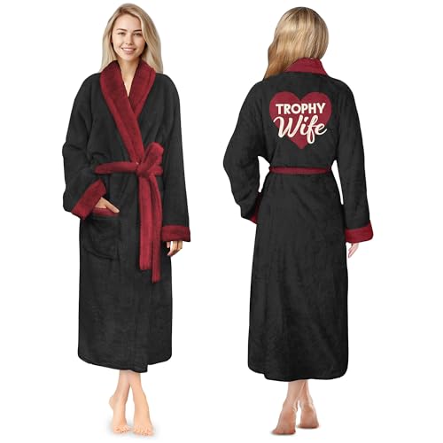 Trophy Wife Fleece Robe - Birthday Anniversary Mothers Day Gifts Christmas Gifts for Wife from Husband