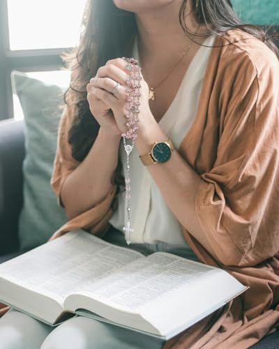 Pink Rosary Beads for Women, Catholic Rosary Necklace, Exquisite Gifts for Women, Perfect for Prayer, Weddings, Baptisms, Confirmations, First Communions4