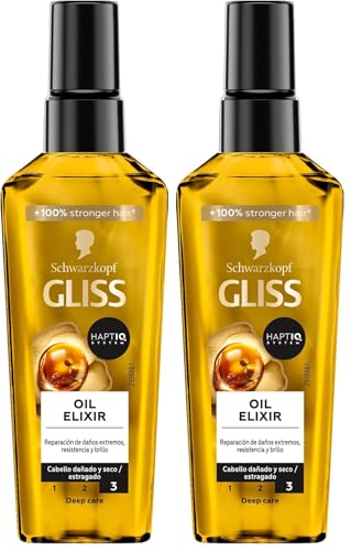 GLISS - Oil Elixir, 75 ml, Todo tipo de cabello, Nutrición, suavidad y brillo, Embellece el cabello sin engrasar (Paquete de 2)