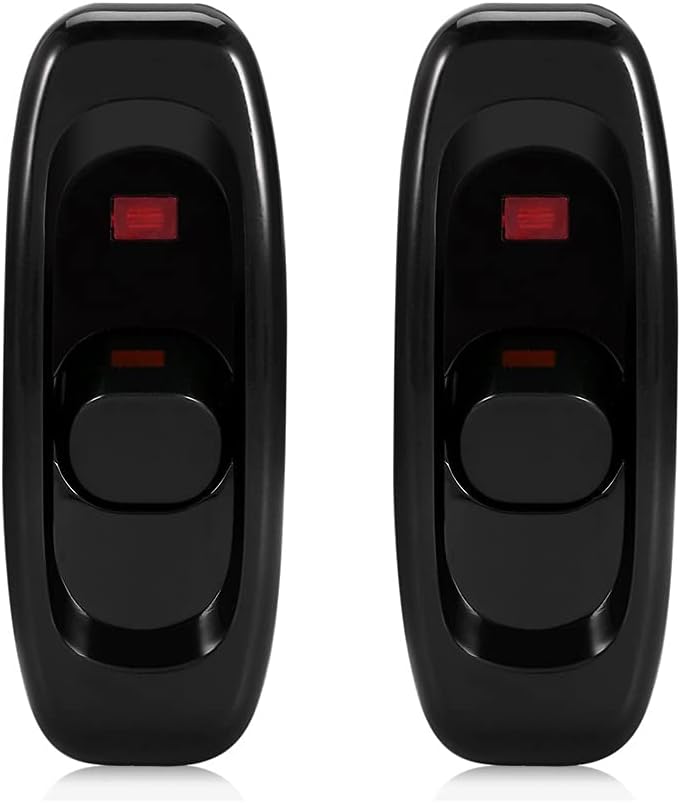 CYIOU 2pcs Inline Switch Torpedo Switch for Bedside Lamp AC 250V 10A (Black)