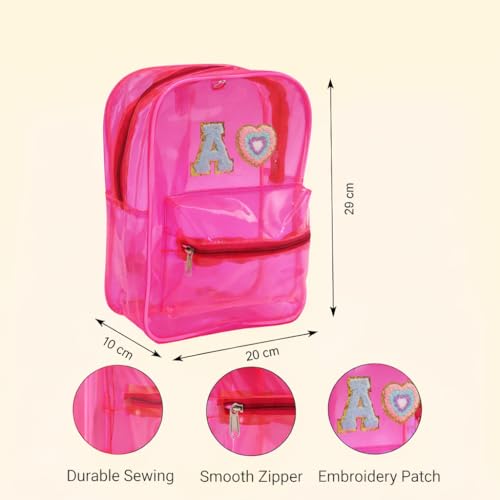 Image of AICA Gifts Personalized Kids Backpack, Pencil Pouch & Cap Combo | Name Embroidered Letters & Patch PVC Bag | Waterproof School Set with DIY Colouring Kit for Boys & Girls 2-10 Years (Pink)
