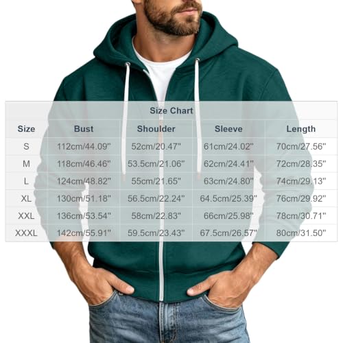 Mens Full Zip Hoodies Fashion Fleece Drawstring Hooded Sweatshirts Jackets - image 5