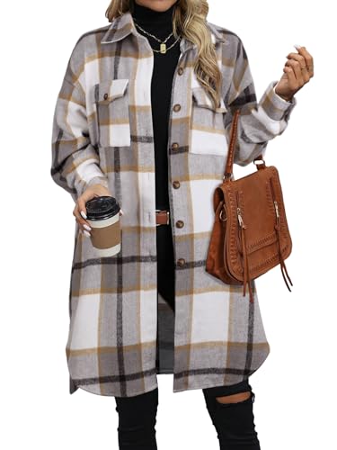 Button Down Long Flannel Shirt Fall Oversized Jackets