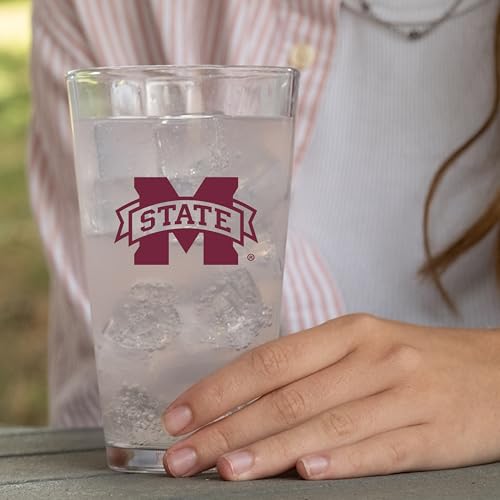 Image of Logo Brands NCAA 16 oz Pint Glass - Durable Glass With Bold Team Color- Chip-Resistant Rim Drinkware For Fans, Tailgates, Home Bars & Everyday Use