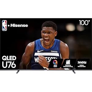 Hisense 100-Inch Class U7 Series ULED 4K UHD Google Smart TV (100U76N, 2024 Model) – QLED, Native 144Hz, Motion Rate 480, Dolby Vision, Full Array Local Dimming, Game Mode Pro, Alexa Compatibility