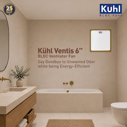 Image of KUHL Ventis 6 inch BLDC Ventilation /Exhaust Fan | 4W | 150mm Sweep | 2000 RPM | 245 CMH Air Delivery | High Air Flow & Low Noise | Ideal for Kitchen, Bathroom & Office | 5 Year Warranty | White