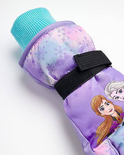 Disney Girls' Winter Insulated Snow Ski Gloves ? Minnie Mouse or Frozen II Elsa & Anna (Toddler/Little Girls), Size Age 4-7, Frozen Glove Pink/Purple4