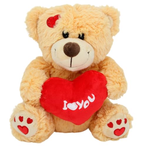 Ours en peluche avec cœur I Love You - Adorables peluches pour la Saint-Valentin, 20 cm - Ours romantique pour la fête des mères, couples et amoureux -...