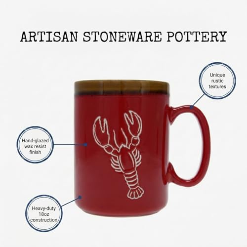 Taza de cerámica Cape Shore 18 oz con diseño de langosta miniatura 3