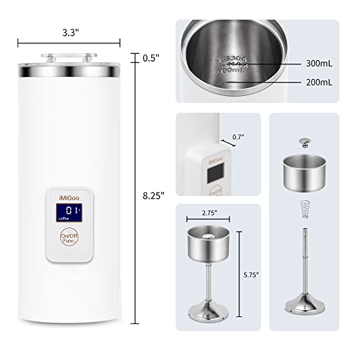 Imigoo Portable Coffee Maker 8 Oz - Single Cup Coffee Percolator - Tea Maker - Electric Kettle - 304 Stainless Steel - Ac 110-120V White #TOP3