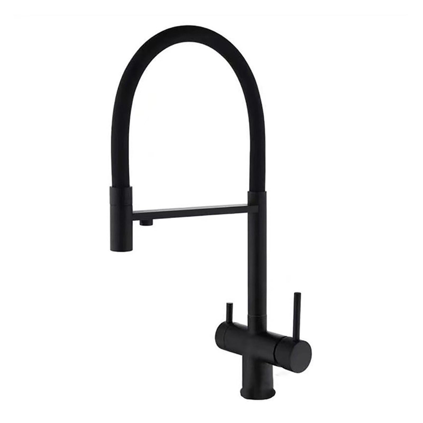 ZYCHSJXA Kitchen Tap 3 Way Double Handle 2 Outlets Sink Taps Mixer Rotating Stainless Steel-Black
