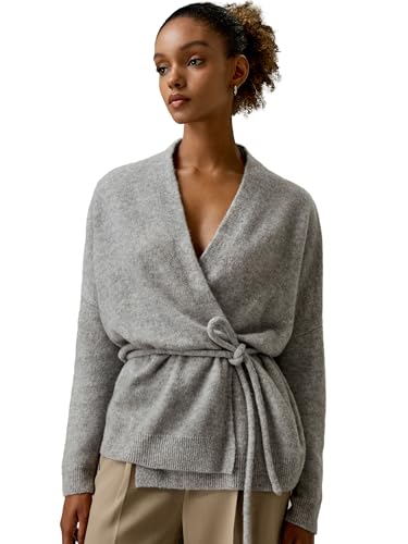 LilySilk Cashmere Silk Blended Lounge Wrap Cardigan for Women Relaxed Fit Wrap Front Coat for Autumn Winter Loungewear
