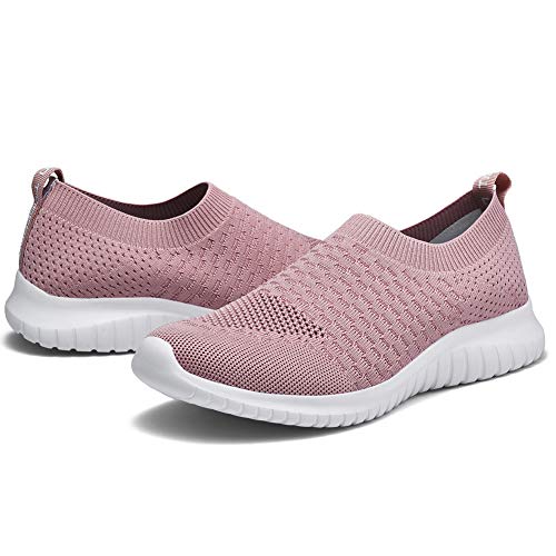 Image of konhill Womens Slip On Sneakers Lightweight Knit Walking Shoes