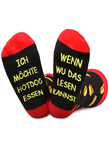 Brightdeal Calcetines unisex de perro caliente - Novedad divertidos calcetines, si puedes leer quiero comida caliente, calcetines de invierno de algodón premium para papá, colegas, amigos Cover