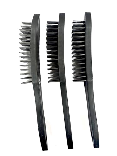 Image of Jon Bhandari Tools 3pc Plastic Handle Wire Brush with Carbon Steel Bristles for Cleaning, Scrubbing, Rust & Paint removal and Polishing