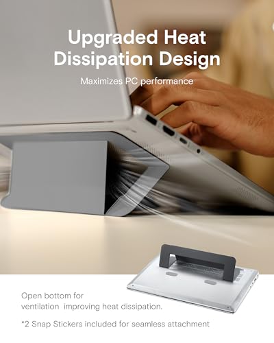 Image of MOFT Laptop Stand, Adhesive Airflow Laptop Cooling Riser for Heat Dissipation with 2 Adjustable Angles, Foldable Computer Stand Compatible with Laptops 11 inch-16 inch, Light Cool Grey