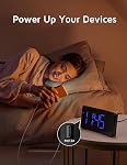 GOLOZA Projection Alarm Clock, Digital Clock with Modern Curved Design 180° Rotatable Projector, 3-Level Brightness Dimmer, Clear Blue LED Display, Progressive Volume, 9mins Snooze,12/24H, for Bedroom
