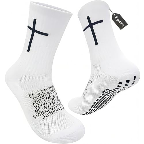 Men Christian Grip Socks for Soccer Sports Daily,Cross Socks with Anti-Slip Design, Ideal for Religious Gifts