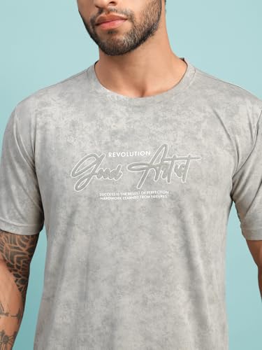 Image of Lux Nitro Men's Cloud Burst Printed Half Sleeve T-Shirt | Cotton Blend Round Neck Tee | Regular Fit Casual Wear