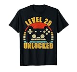 Level 25 Unlocked 25 Years Old Video Gamer 25th Birthday T-Shirt