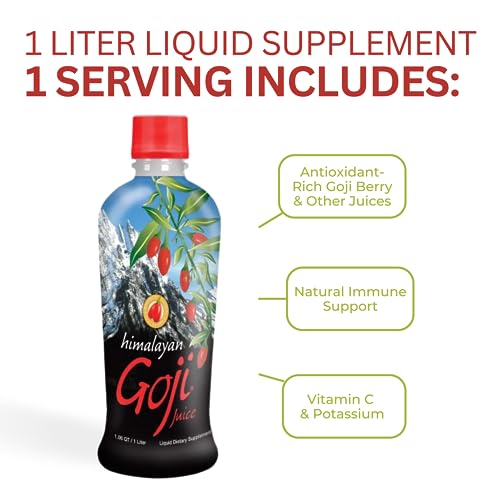 Youngevity Himalayan Goji Berry Juice – Premium Quality 100% Natural Goji Juice – Vitamin and Antioxidant Rich Superfruit Supplement – No Added Sugar, Flavours, Additives (1 Liter) (Pack of 2)