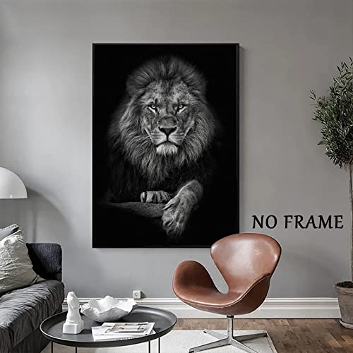 Wallvelart Black And White Lion Canvas Wall Art Animal Prints Portraits Lion Head Wall Art Painting Black And White Animal Posters Lion Portrait Canvas Artwork Wild Animal Pictures Wall Decor 16X24Inch No Frame thumb #1