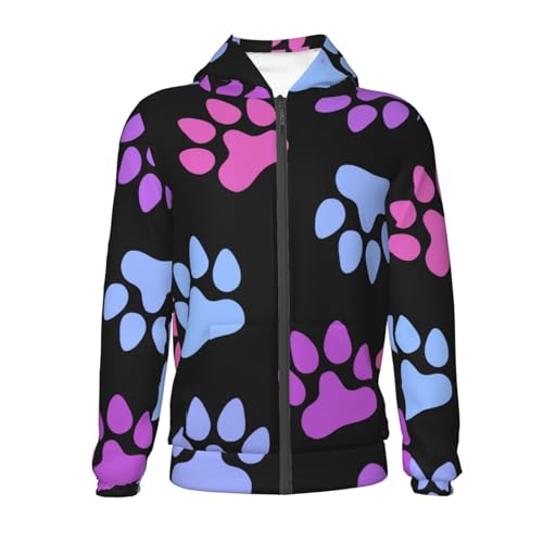 Cat Dog Footprints Kids Pullover Hoodies Boys Zip Up Sweatshirts Girls Athletic Clothes with Pocket2