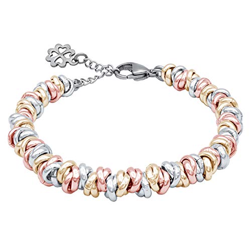 ParticolarModa Bracciale Donna Nodini Intrecciato Quadrifoglio Portafortuna leggero in alluminio