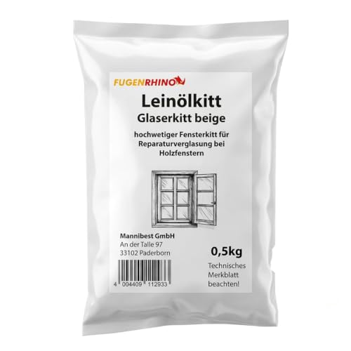 Leinölkitt Ölkitt Leinkitt Fensterkitt beige Reparaturkitt Holzfenster Malerhilfsstoffe Spachtelmassen Schlaucheutel (500g)