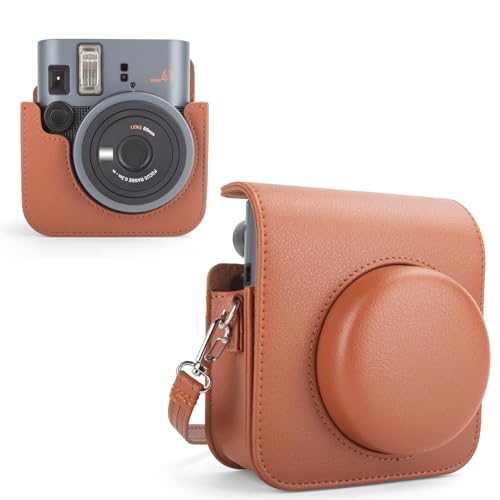 Funda para cámara Instax Mini 41 en cuero PU marrón miniatura 1