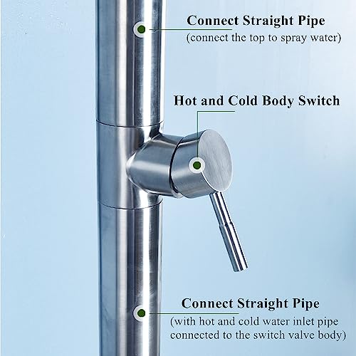 Station De Douche Extérieure Portable sur Pied avec Grande Buse – Douche Antirouille Au Bord De La Piscine Et Au Camping for Jardin Ou Maison De Plage(Small Nozzle)