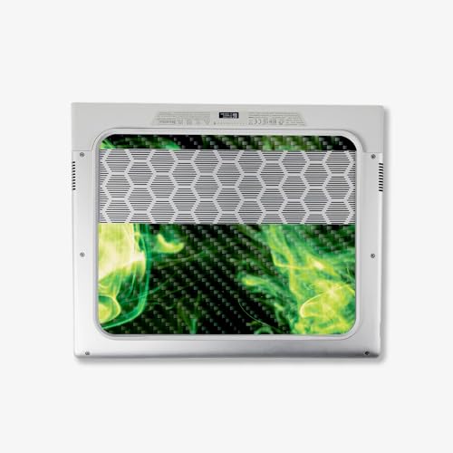 Image of MightySkins Carbon Fiber Skin Compatible with Alienware X14 R2 (2023) Full Wrap Kit - Green Mystic Flames | Protective, Durable Textured Carbon Fiber Finish | Easy to Apply | Made in The USA