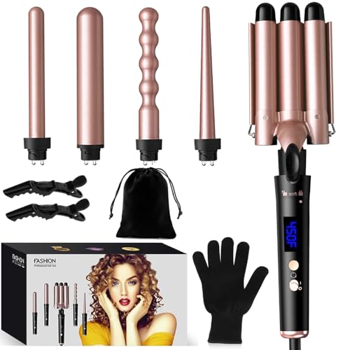 5-in-1 Ceramic Curling Iron Set with Accessories