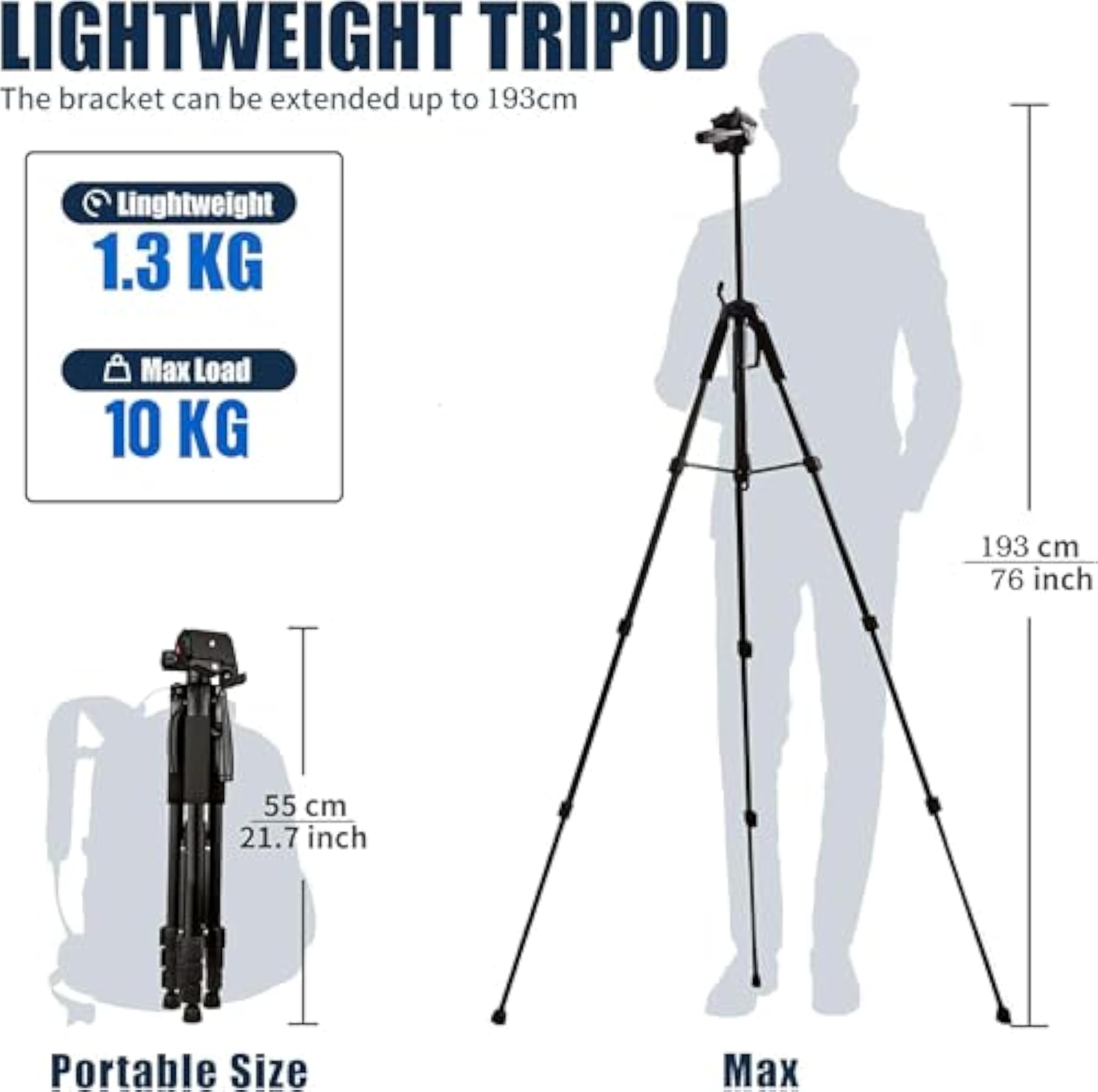 76 Professional Aluminium Camera Tripod with Travel Bag
