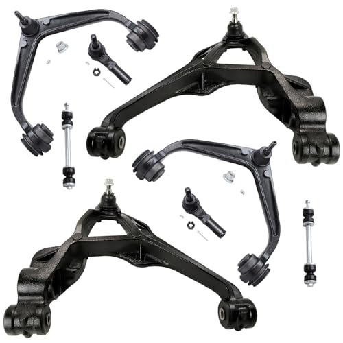 Image of Detroit Axle - Front End Kit for 2011-2019 Chevy Silverado GMC Sierra 2500HD 3500HD, 4 Upper Lower Control Arms w /Ball Joint 2 Outer Tie Rods 2 Sway Bars 2012 2013 2014 2015 2016 2017 2018 Replacement