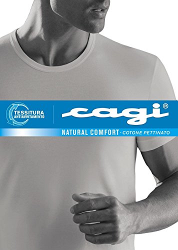  6 CAGI T-SHIRT 1328 BIANCO 4 5 6 7 8 GIROCOLLO BASSO MANICA CORTA 100% COTONE