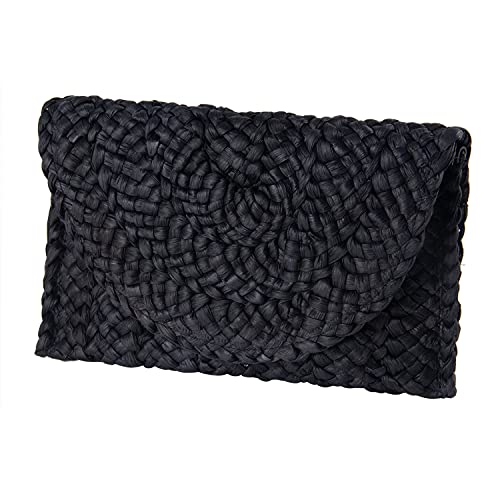 Jywmsc Bolso de Mano de Paja para Mujer, Bolsos de Playa de Verano, Cartera Tipo sobre, Bolsos Tejidos