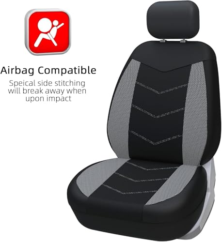 TOYOUN Universal Autositzbezüge für Vordersitze - Sitzbezüge Auto Atmungsaktiv Sitzschoner Auto - Schonbezug Autositz Vorne 2er Set Autozubehör, Grau
