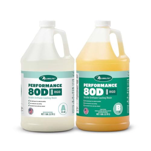 Alumilite Performance 80D Urethane Casting Resin, 2-Gal, High-Strength Rigid Resin, with Shore Hardness of 80D, Durable Aromatic Elastomer for Prototyping, Protective Coatings, and Industrial Part