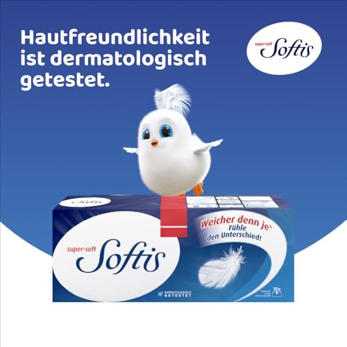 Softis 4-lagige Taschentücher | 300 Päckchen Einweg-Taschentücher (30 x 10) | Dermatologisch getestete Hautfreundlichkeit | Seitliche Öffnung zur hygienischen Tuchentnahme | FSC®-zertifiziert