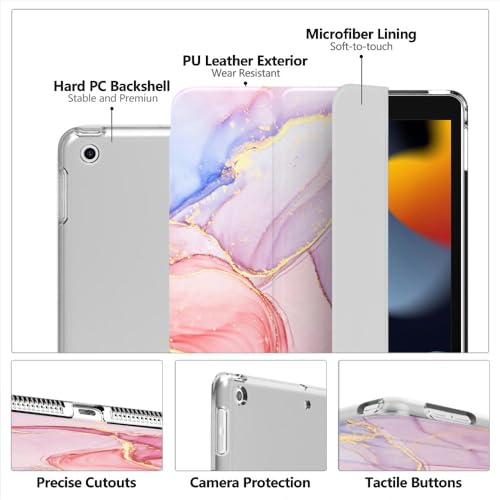 Image of Moko Smart Case for iPad 9th / 8th / 7th Gen Case, Light Pink Gold Marble