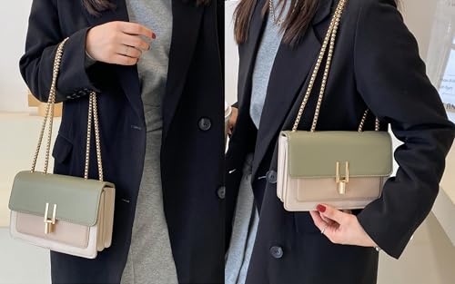 VONCOSS Women's Small Crossbody Bag Quilted Shoulder Purse for Travel Work Wedding, Vegan Leather Handbag Gold Chain Strap - Image 2