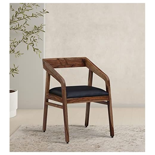 Vinod Handicraft Sheesham Wood Arm Chair in Rustic Teak Finish