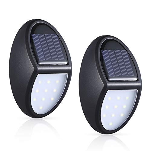 MOSUO Zonnelampen voor buiten, set van 2 10 LED zonne-wandlamp met sensor, IP65 waterdichte lamp kinderkamer auto aan/uit schemering tot ochtendschemering voor dock, yard, hek, muur, tuin, oprit