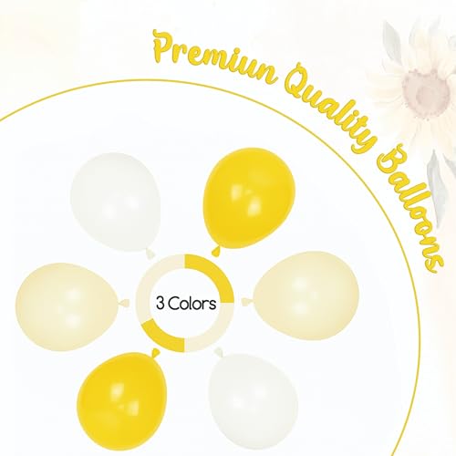 Image of Yellow and White Balloon Garland Kit, 47 Pieces, Party Decoration Set with Floral Accents, 250 cm Arch Design